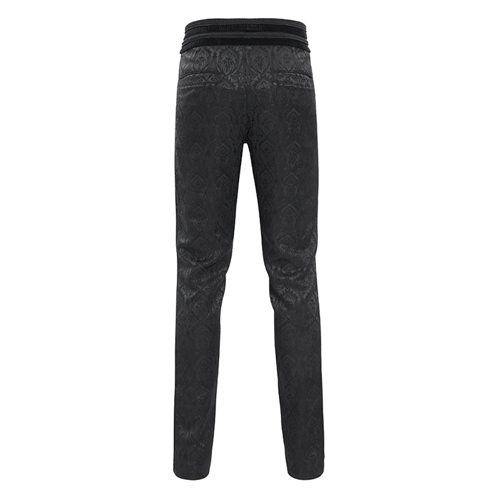 Stylish black slim-fit embossed pants with elegant detailing, featuring a fitted waistline and soft texture. Perfect for autumn and winter.