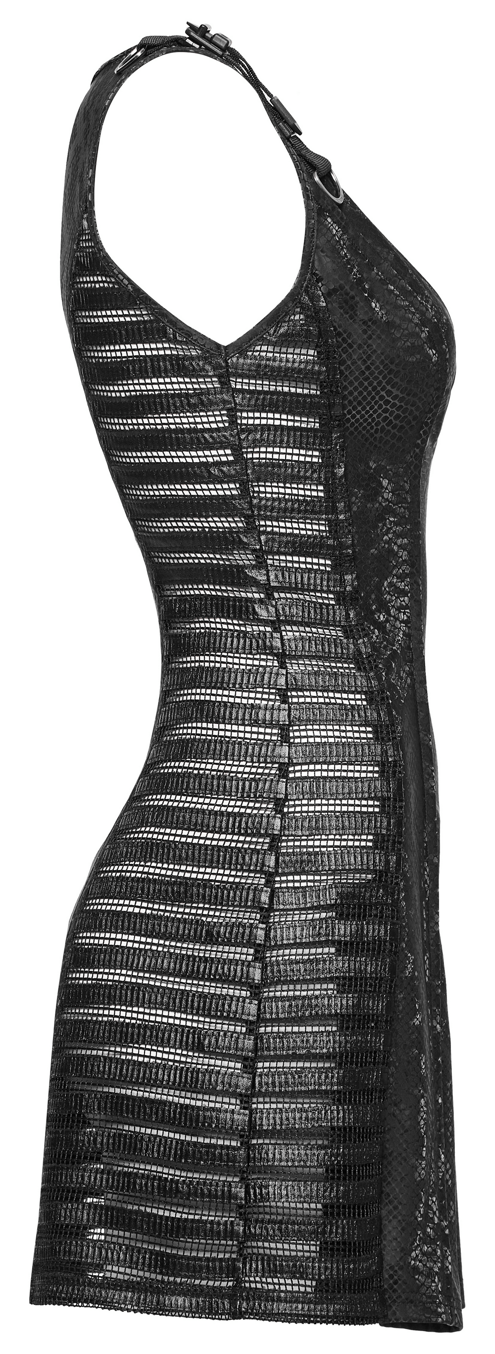 Black Snake Print Sleeveless Dress with Rhinestones
