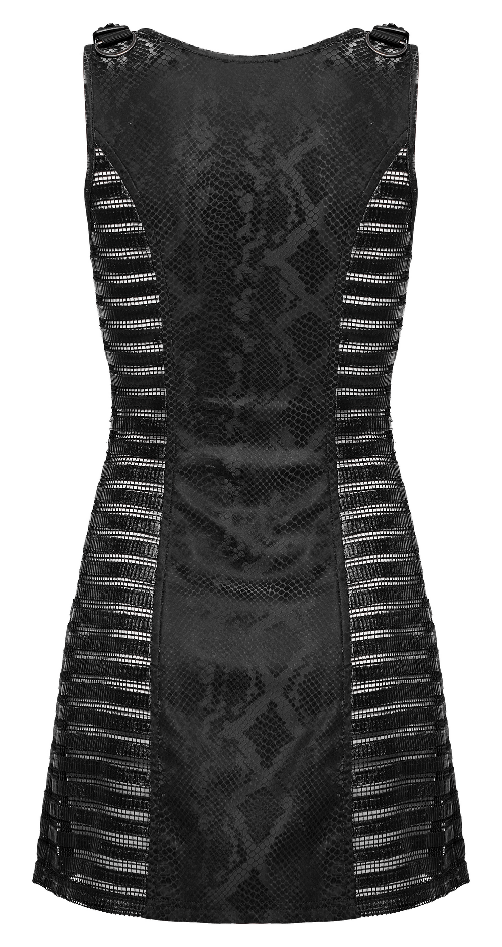 Black Snake Print Sleeveless Dress with Rhinestones