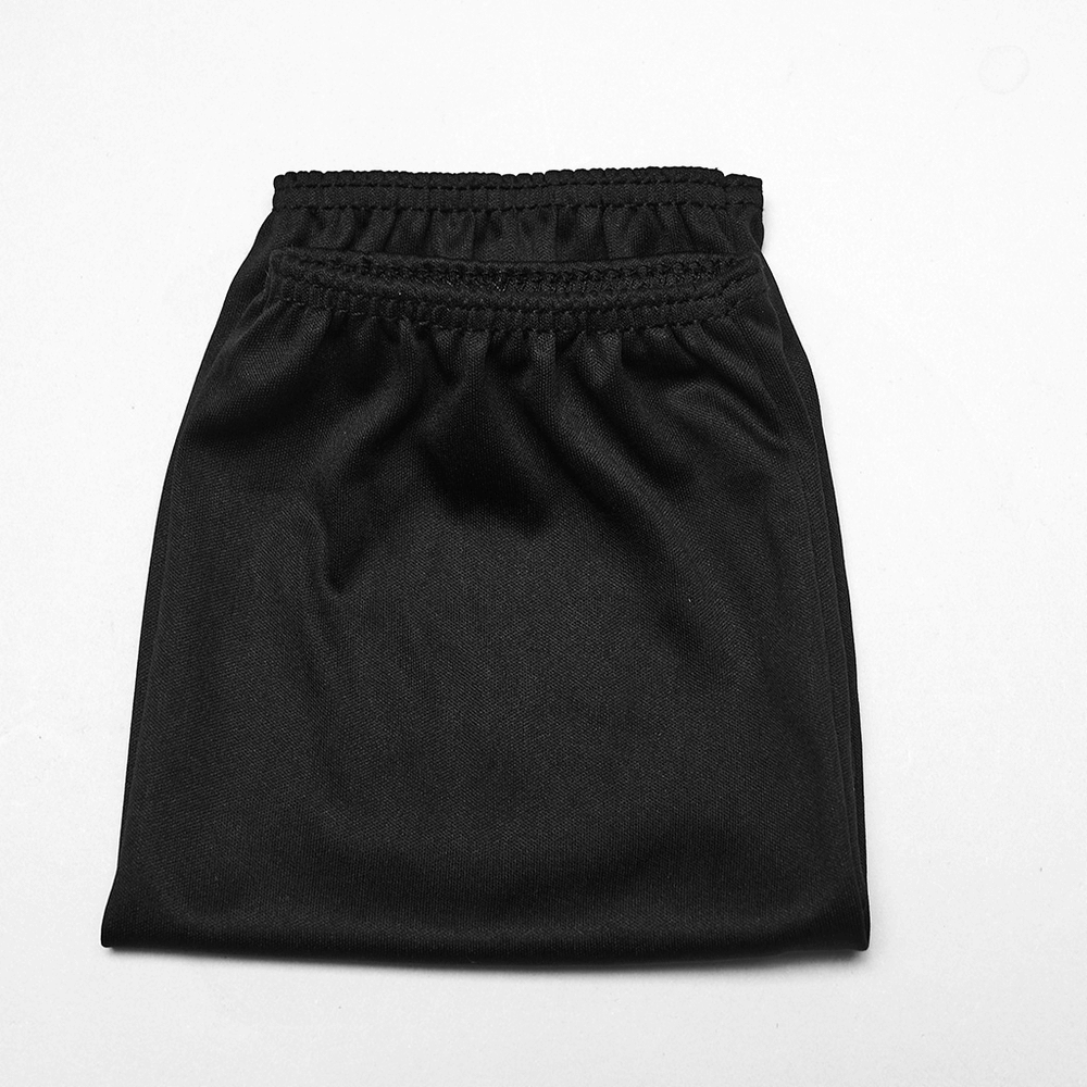 Folded black skirt with elastic waistband, perfect for versatile styling and comfortable wear.