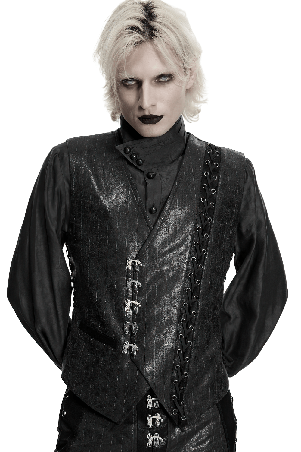 Schwarze Steampunk Asymmetrische Schnallenweste