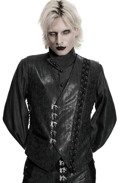 Schwarze Steampunk Asymmetrische Schnallenweste