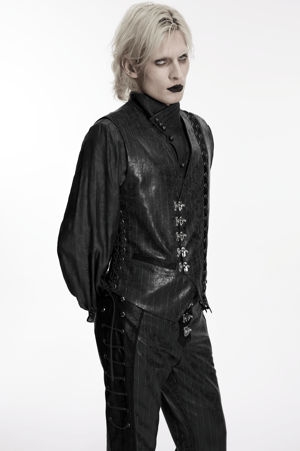 Schwarze Steampunk Asymmetrische Schnallenweste