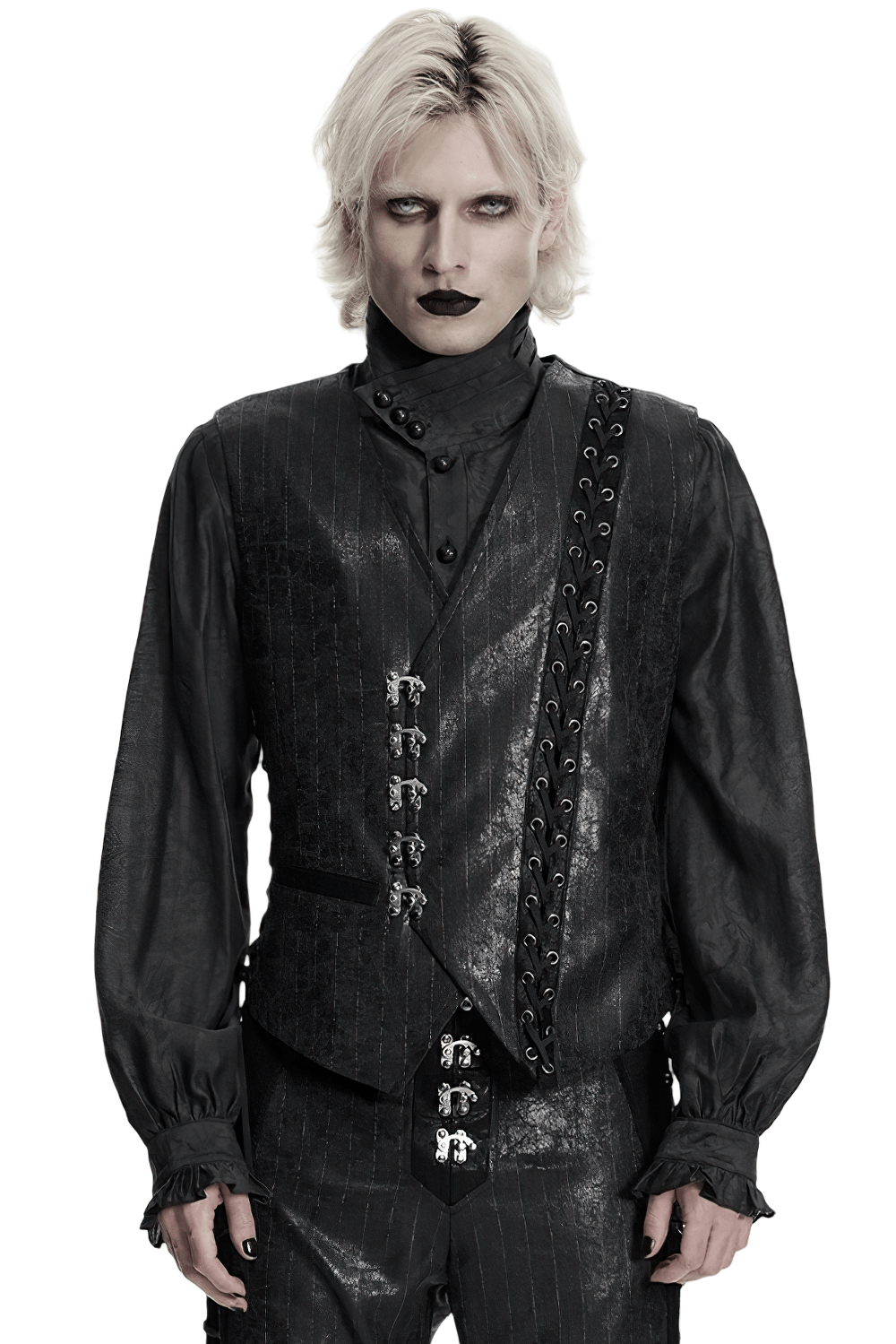 Schwarze Steampunk Asymmetrische Schnallenweste