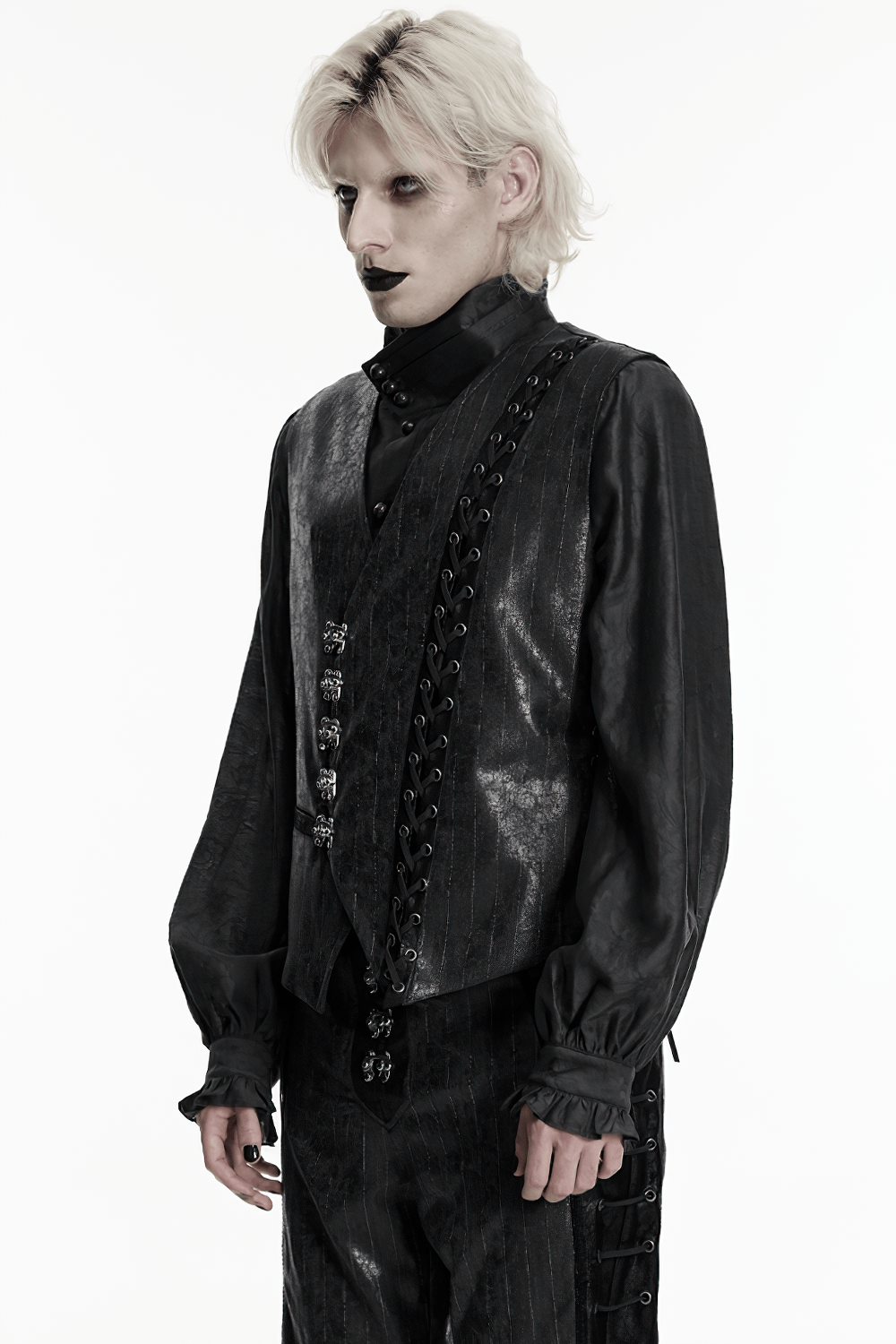 Schwarze Steampunk Asymmetrische Schnallenweste
