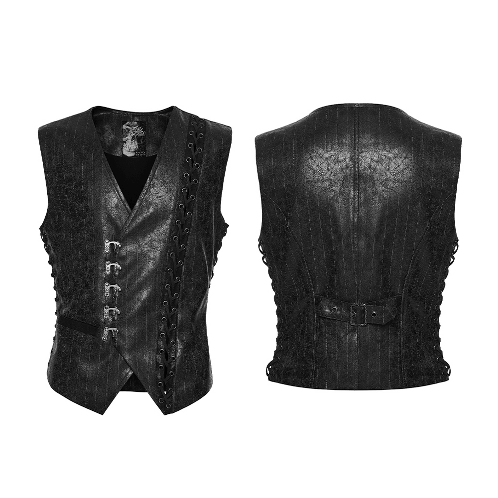 Schwarze Steampunk Asymmetrische Schnallenweste