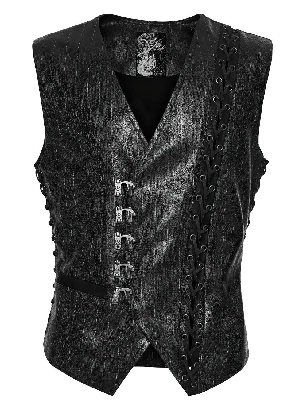Schwarze Steampunk Asymmetrische Schnallenweste