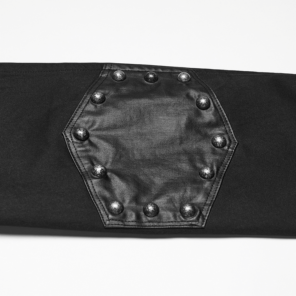 Close-up of the Black Studded Cropped Biker Jacket with D-Rings showcasing the studded design on the sleeve.