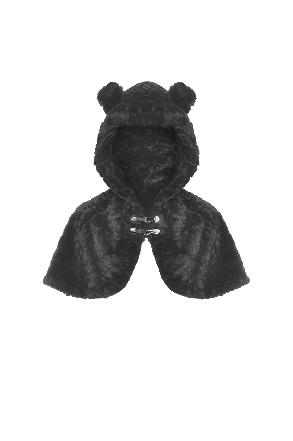 Black Teddy Bear Hooded Cape - Warm and Stylish