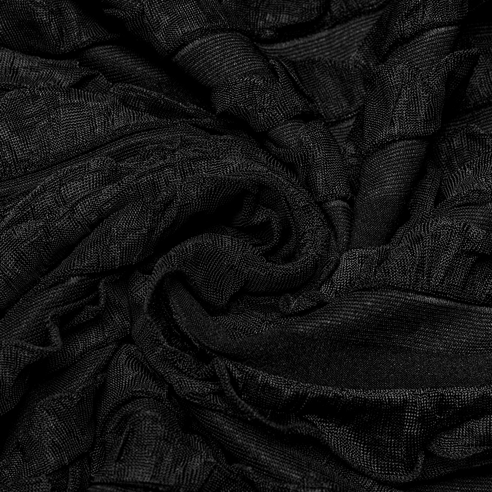 Mini-robe noire à volants et tie-dye avec cordon de serrage