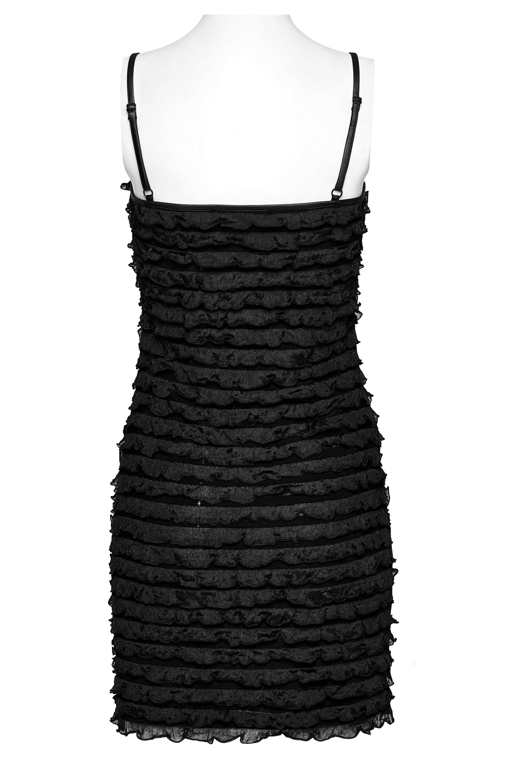 Black Tie-Dye Ruffled Mini Dress With Drawstring Design