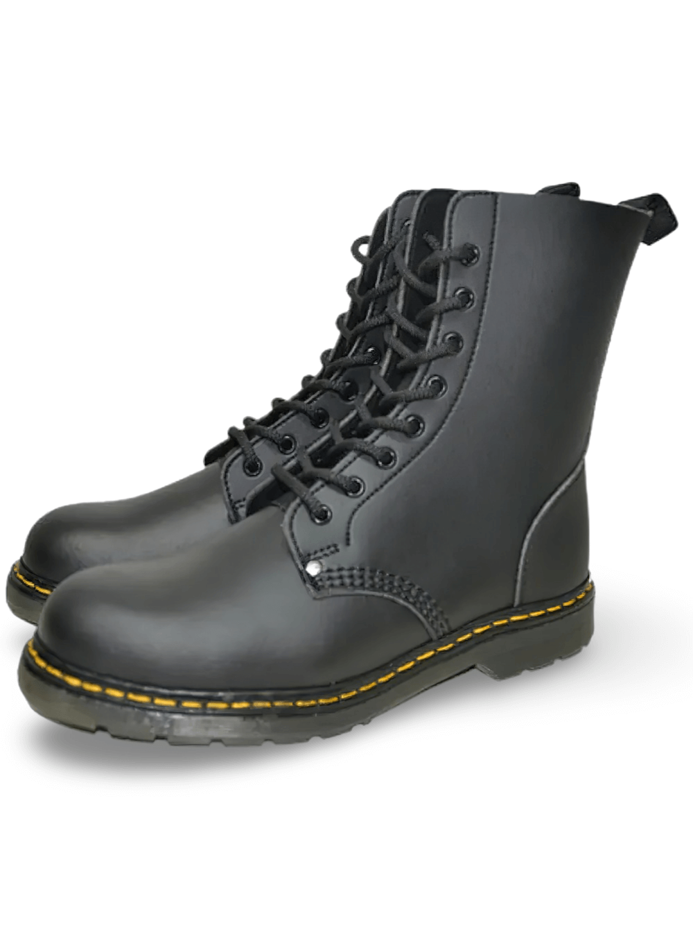 Black Vegan Gothic Punk Lace-Up Boots with TR Sole