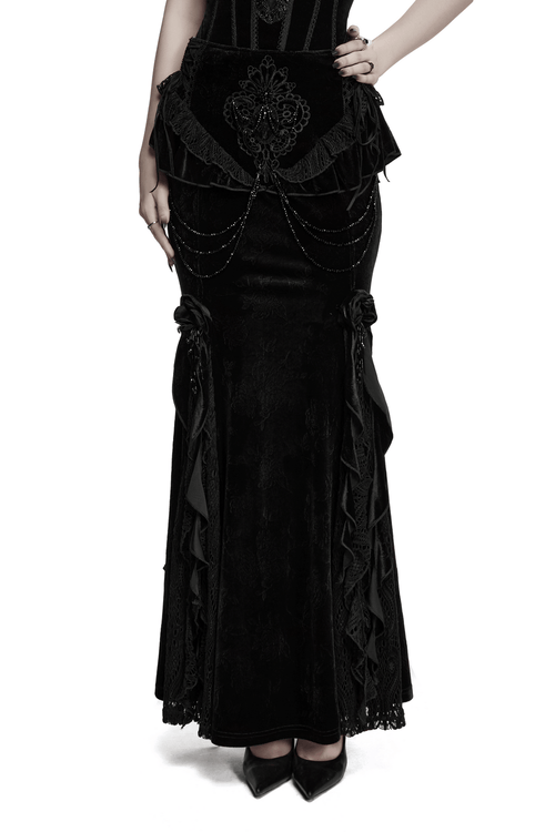 Mini-robe gothique en velours avec broderie cathédrale