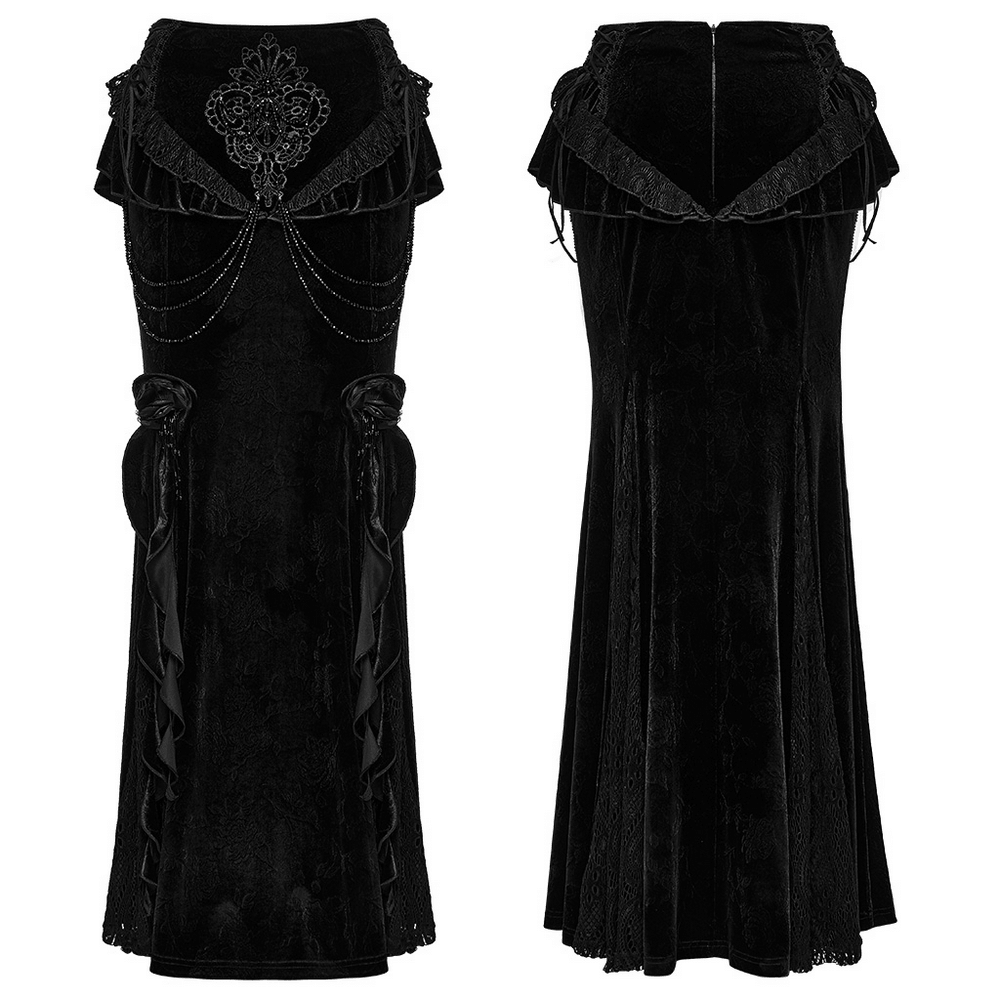 Gotisches Samt-Minikleid mit Kathedralenstickerei