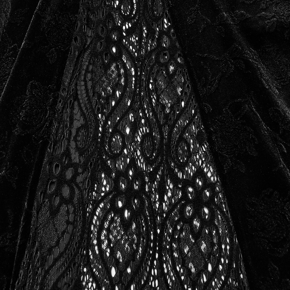 Gotisches Samt-Minikleid mit Kathedralenstickerei