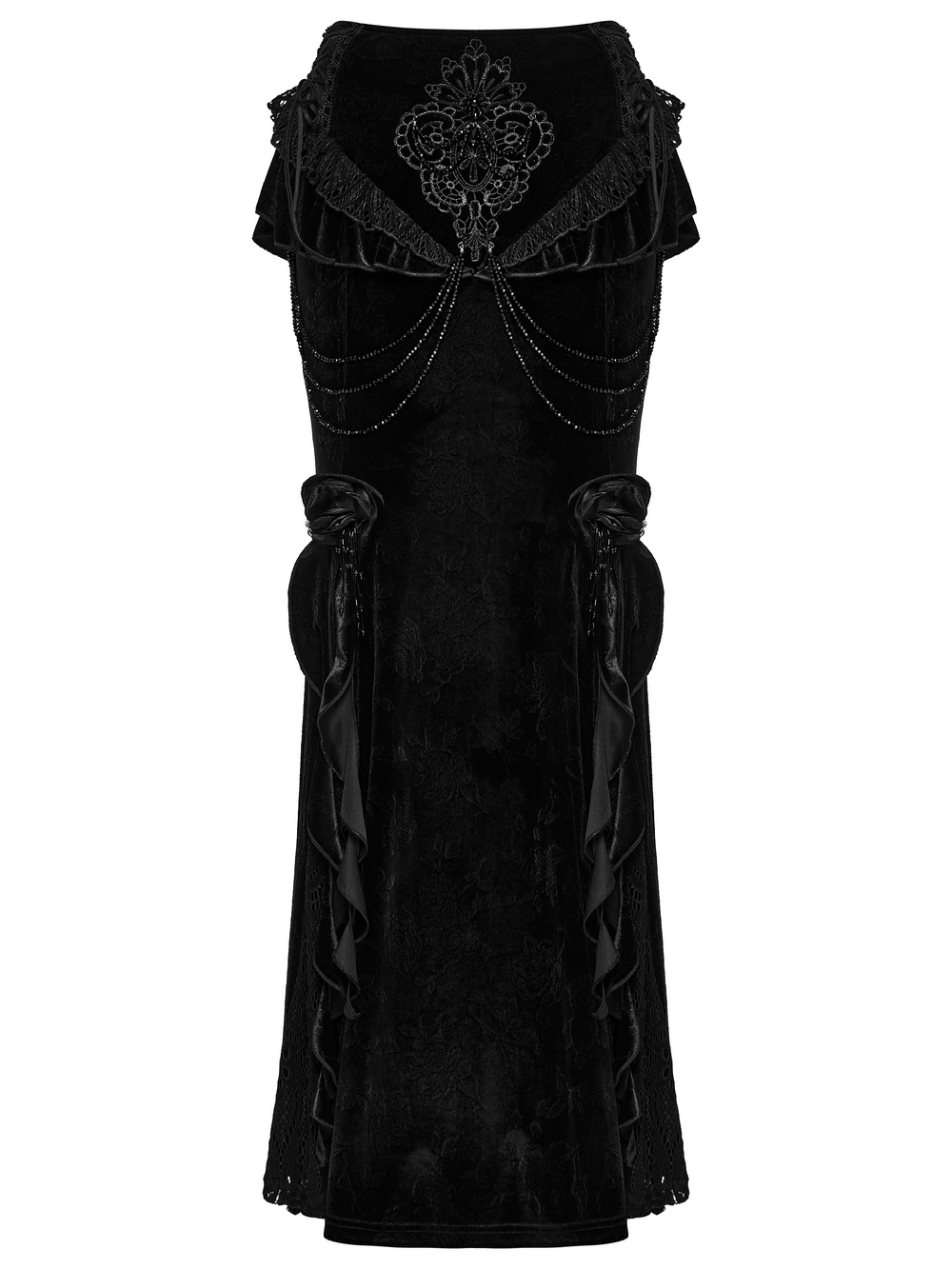 Gotisches Samt-Minikleid mit Kathedralenstickerei