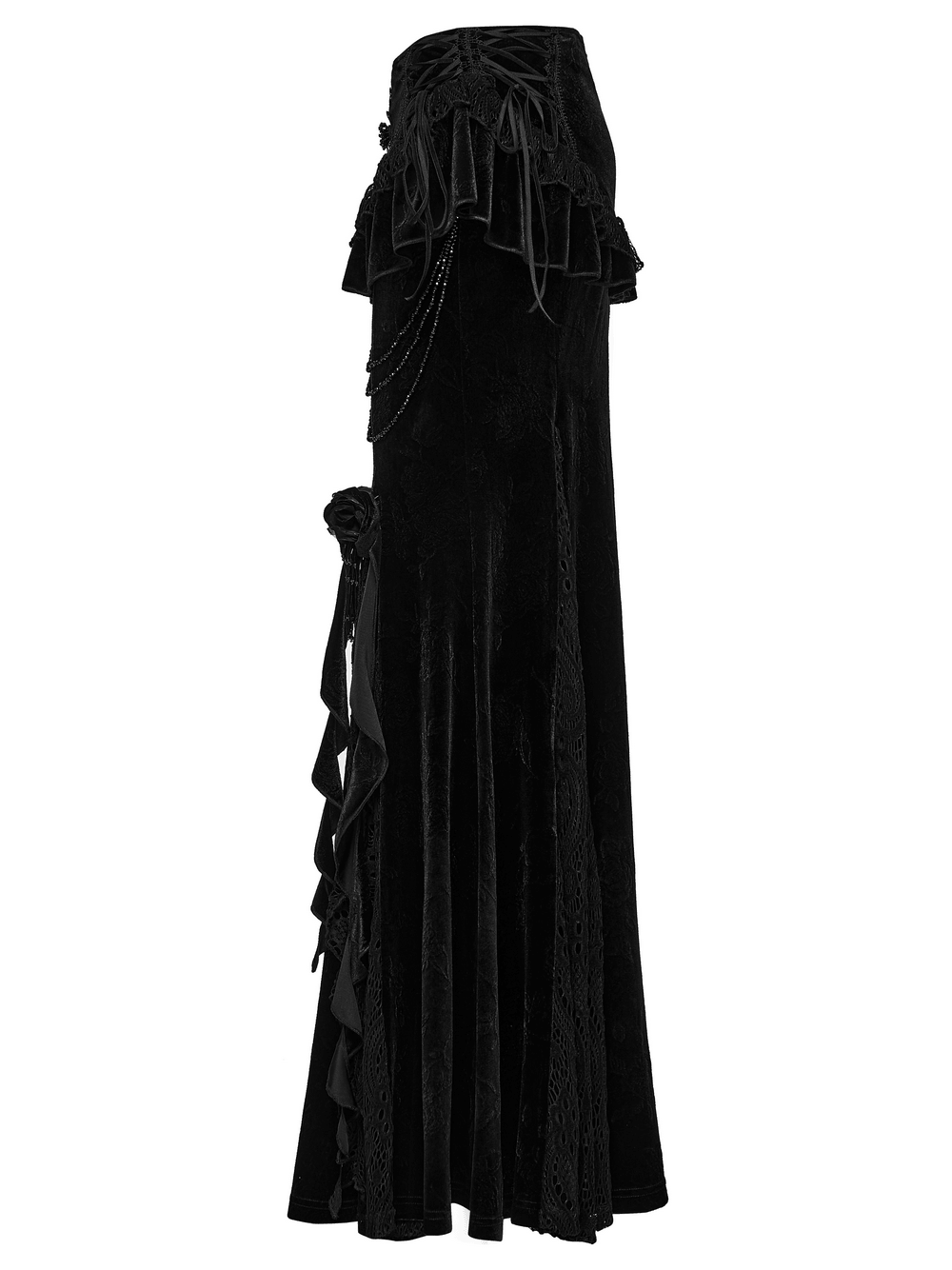 Gotisches Samt-Minikleid mit Kathedralenstickerei