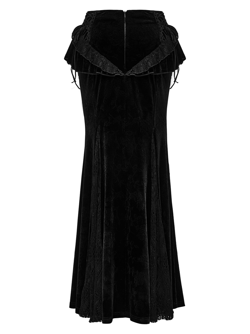 Gotisches Samt-Minikleid mit Kathedralenstickerei