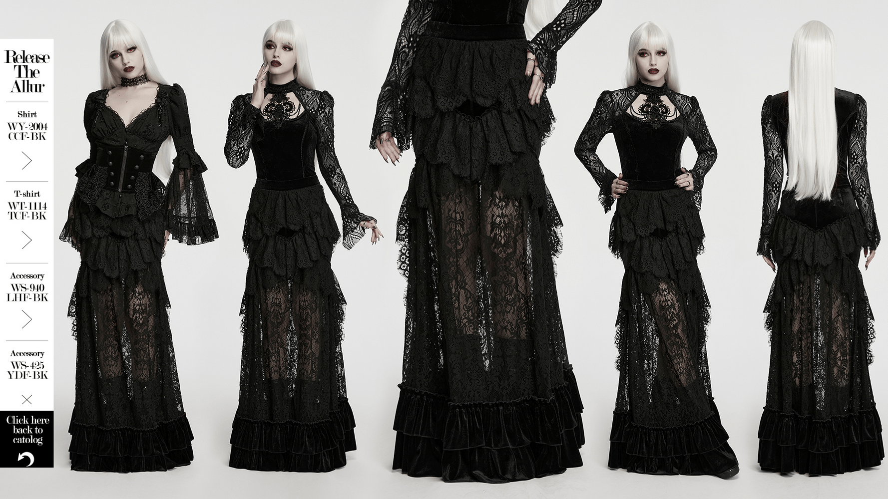 Black Velvet Gothic Layered Lace Skirt with Ruffles