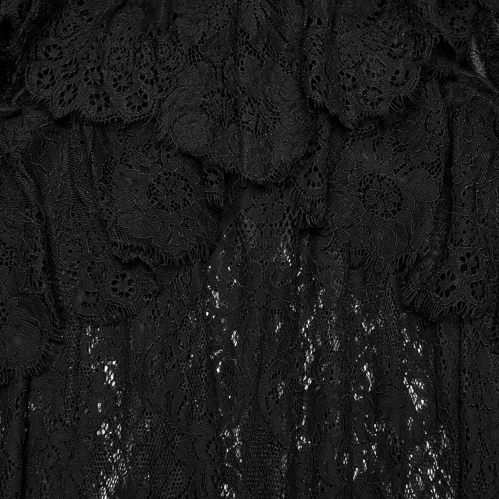 Black Velvet Gothic Layered Lace Skirt with Ruffles