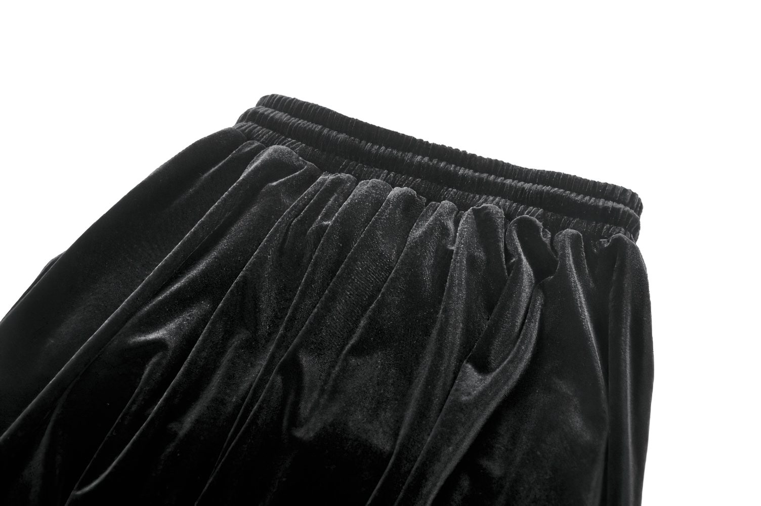 Black Velvet Gothic Lolita Ruffle Midi Skirt with Lace
