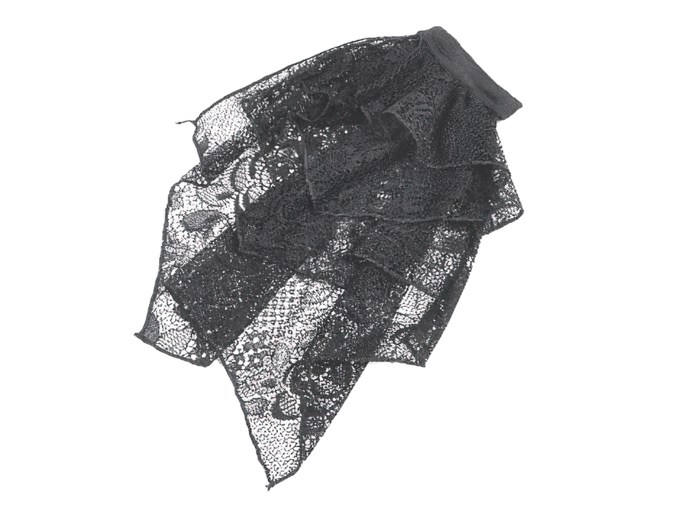 Black Victorian Gothic Blouse with Lace Jabot - Dramatic lace jabot perfect for romantic gothic elegance.