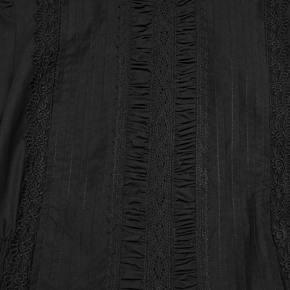 Robe midi gothique victorienne noire avec ourlet à volants
