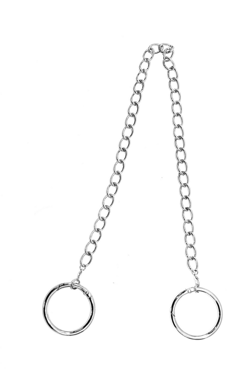 Silver chain accessory with rings, perfect for enhancing gothic punk outfits or adding flair to casual dresses.