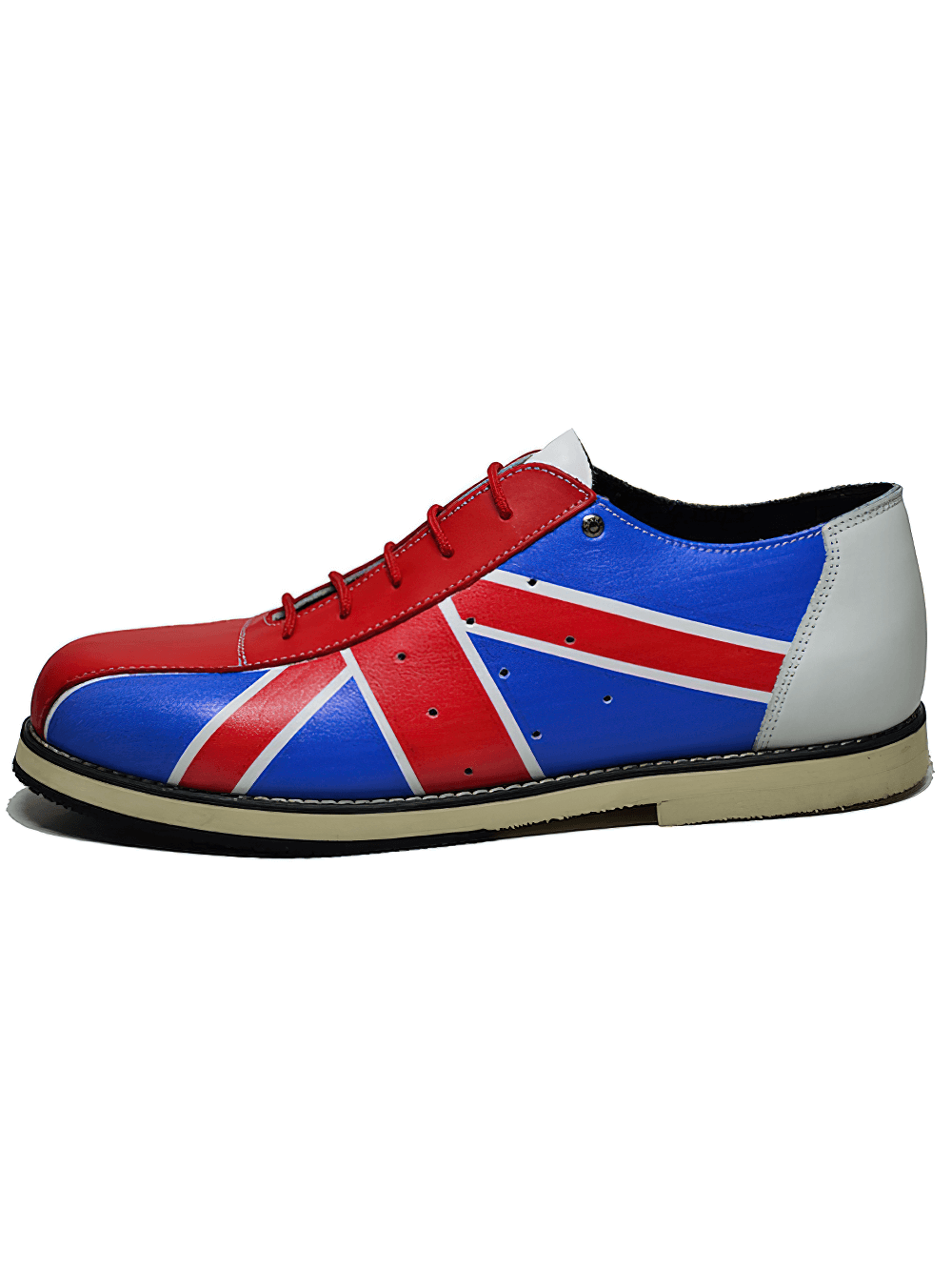 Blue-Red Union Jack Bowling Shoes in Grained Leather