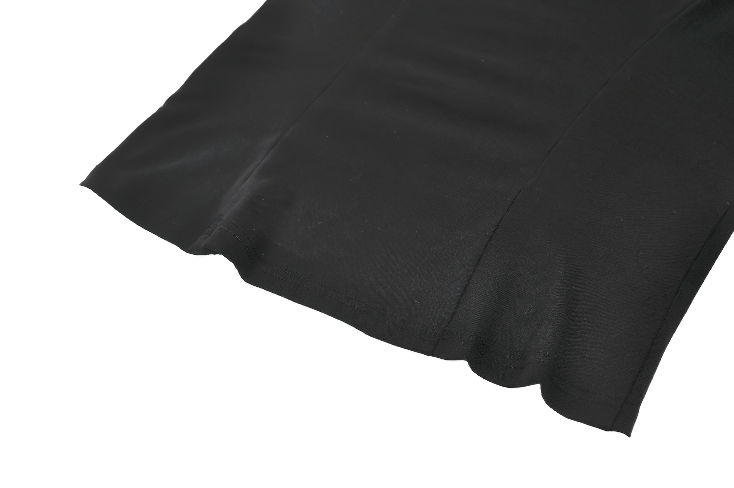 Bold Black Mesh Sleeved Top with Buckle Detailing close-up view of the sleek black fabric.