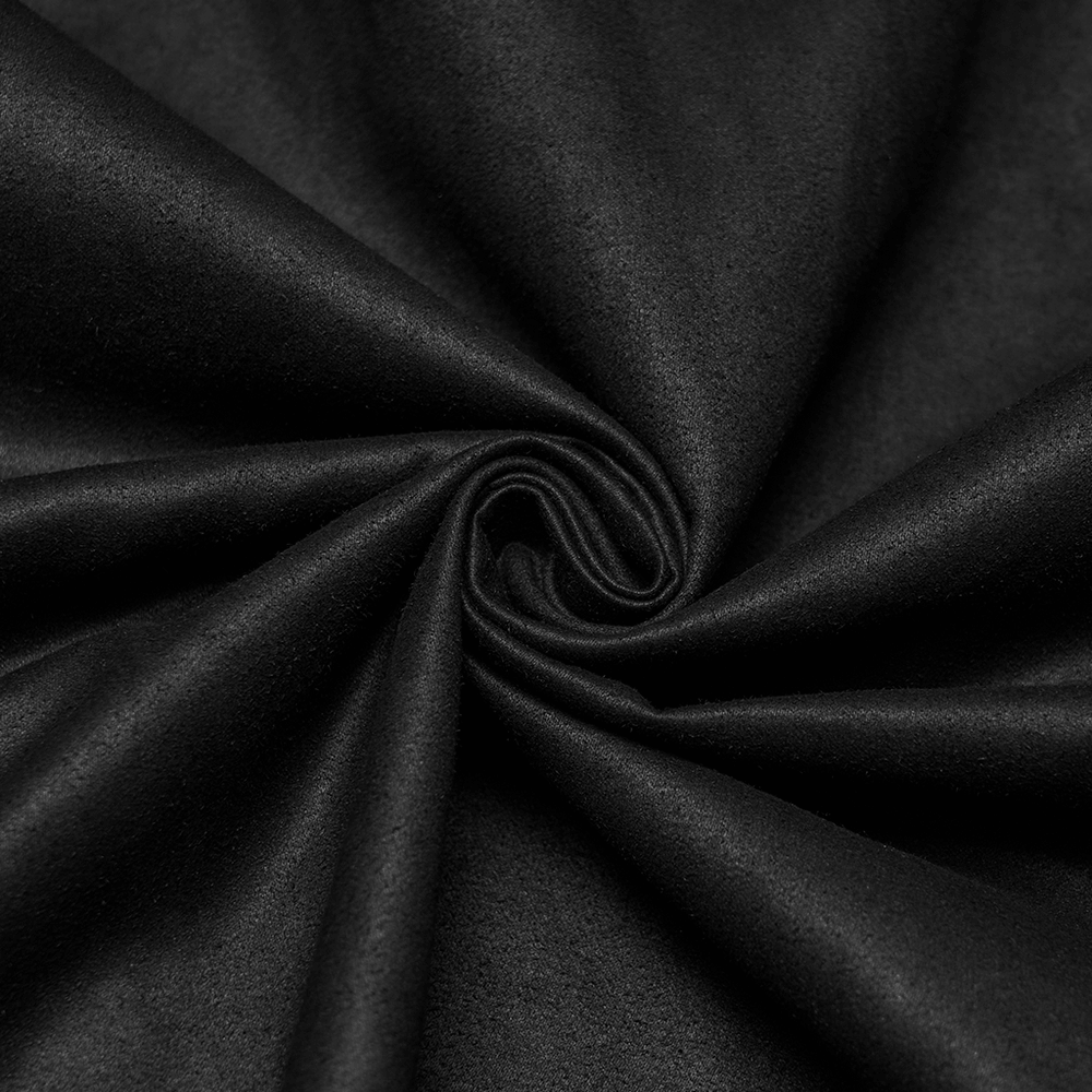 Bold Black Washed Suede Punk Shirt with Metal Trim for Men fabric close-up showcasing soft texture