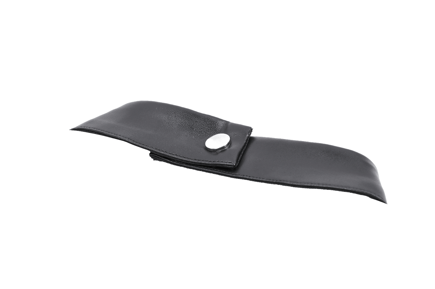 Black faux leather choker strap with snap closure for edgy fashion accessories.