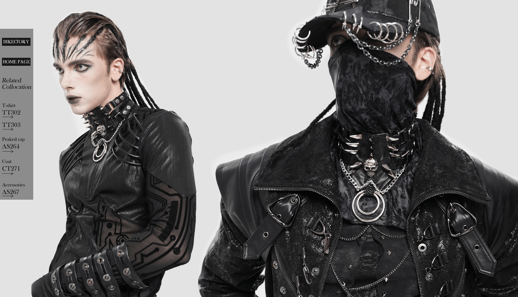 Bold Leather Choker with Spikes Accent and Metal Rings worn by model in edgy punk fashion.