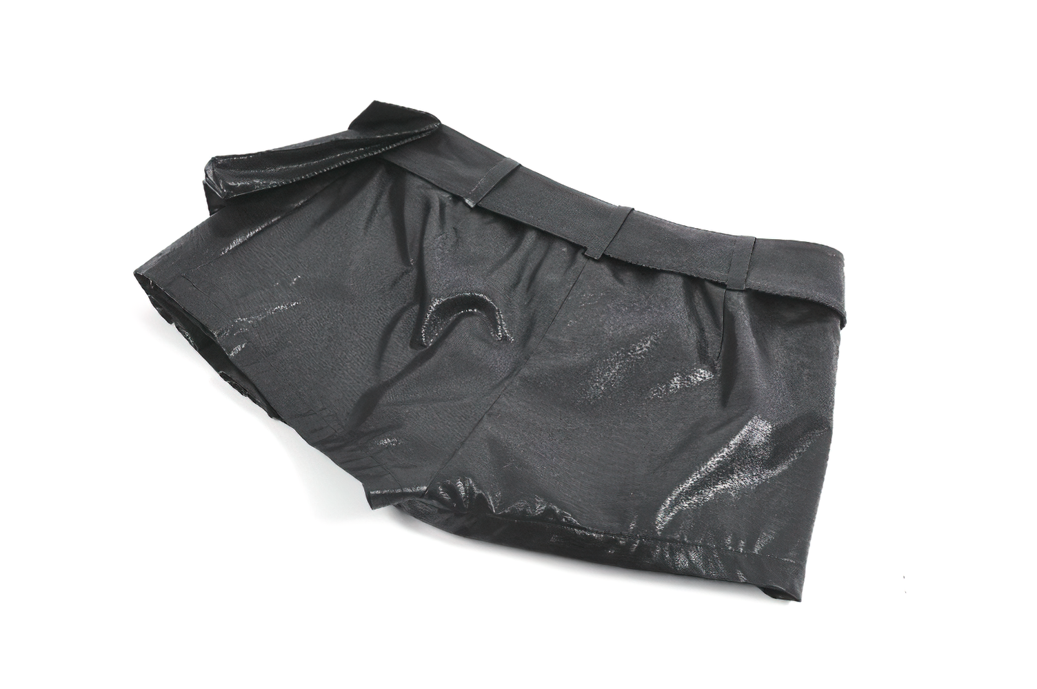 Bold Pleated Skirt Shorts with Belt and Cross Charm displaying a stylish faux leather design with grommets.