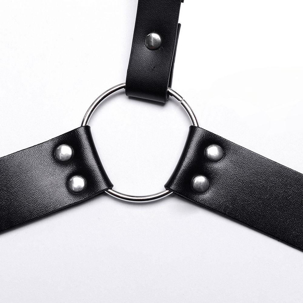 Bold PU Leather Body Harness with Metal Accents