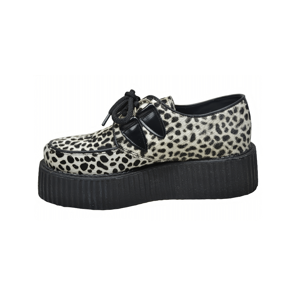 Bold Unisex Red and White Leopard Fur Platform Creepers