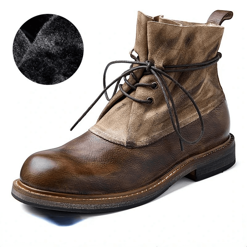 Botas para hombres de cuero genuino con cordones / calzado cálido informal