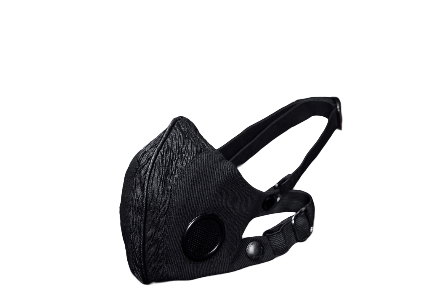 Breathable black punk mask with adjustable buckle and mesh lining for comfort and style.