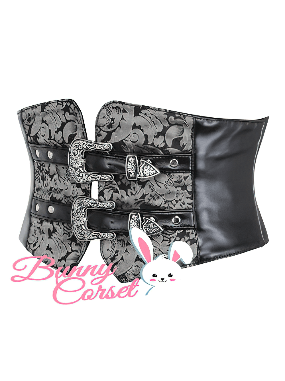 Brocade waist cincher belt with zipper, elegant gothic corset for bold fashion and cosplay.