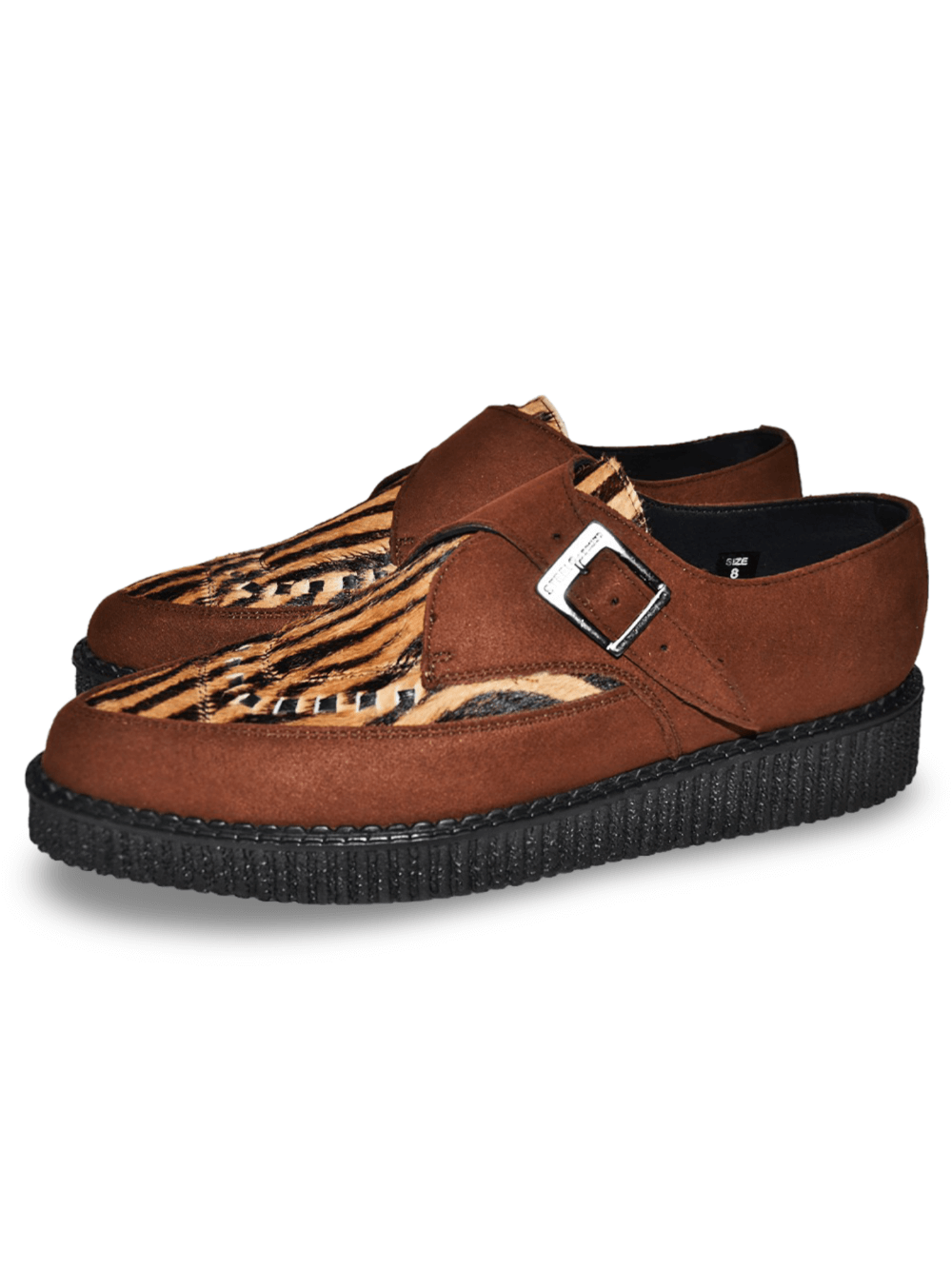 Brown Suede Vegan Pointed Creepers with Buckle