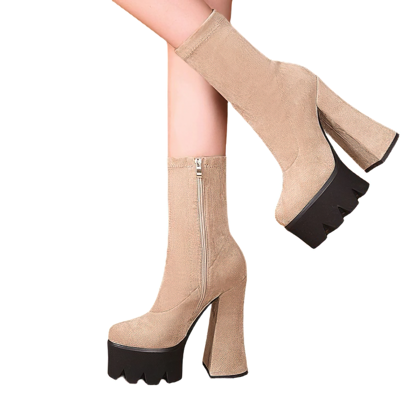 Casual Ankle Boots For Women Zip Cross / Ladies Shoes Of High Heels / Alternative Fashion - HARD'N'HEAVY