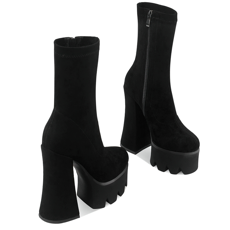 Casual Ankle Boots For Women Zip Cross / Ladies Shoes Of High Heels / Alternative Fashion - HARD'N'HEAVY