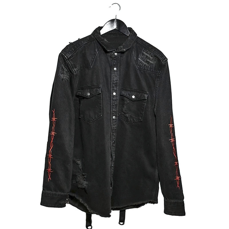 Casual Black Denim Jacket For Men / Gothic Style / Alternative Fashion - HARD'N'HEAVY