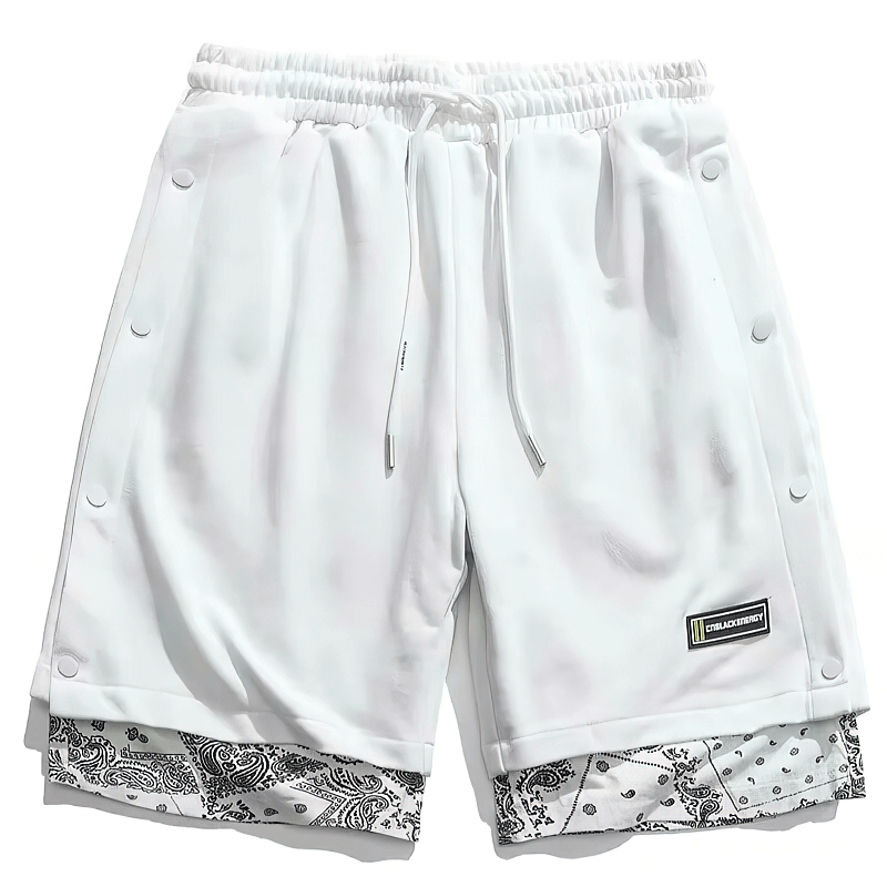 Casual Male Drawstring Thin Shorts with Print / Punk Style Baggy Clothes for Men - HARD'N'HEAVY