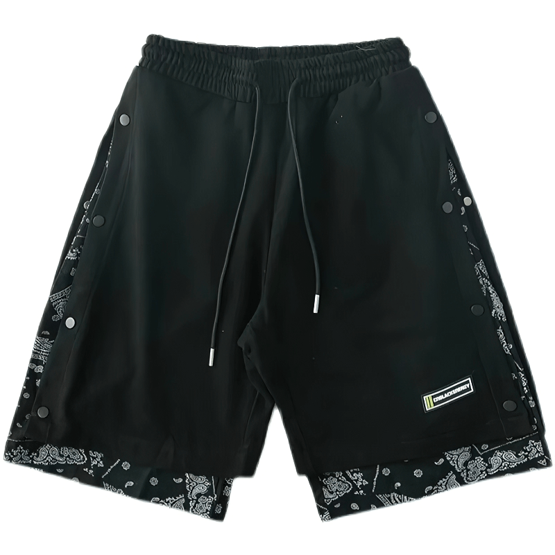 Men's punk style casual drawstring shorts with print, featuring a baggy fit and lightweight fabric for comfortable wear.