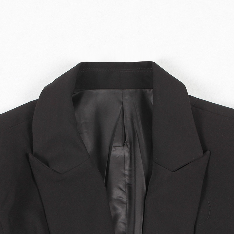 Casual Women's Lace-Up Design Black Blazer / One-Button Split Suit Jacket / Female Fashion Clothes - HARD'N'HEAVY