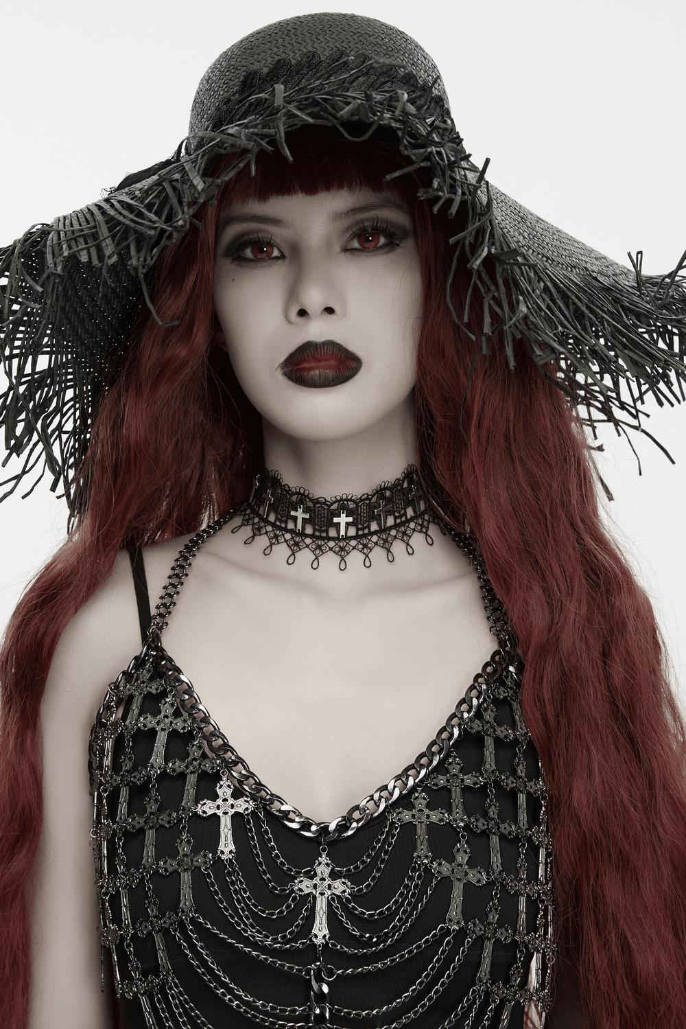Cathedral Cross Lace Choker with Victorian Detail