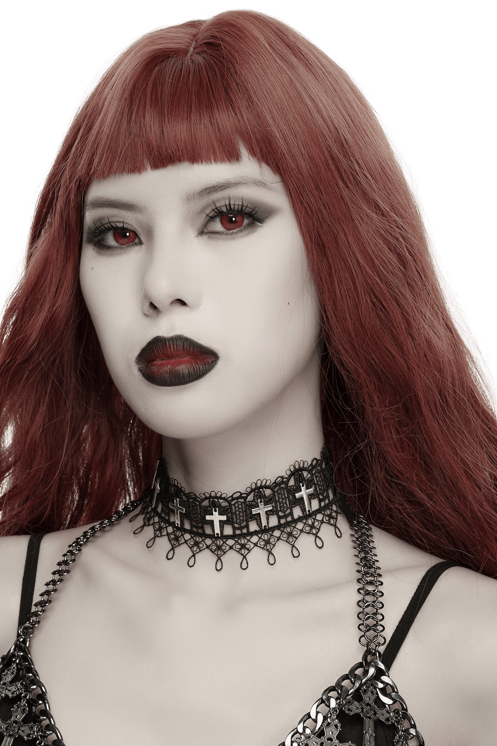 Cathedral Cross Lace Choker with Victorian Detail