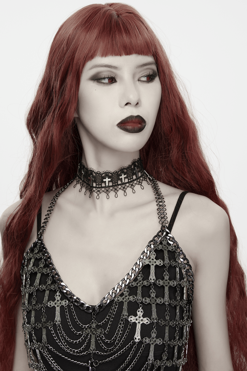 Cathedral Cross Lace Choker with Victorian Detail