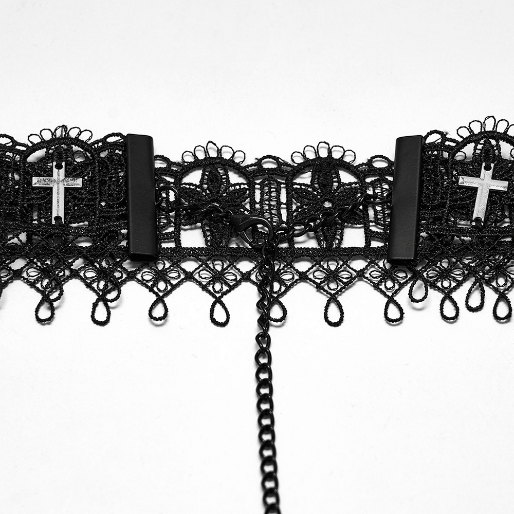 Cathedral Cross Lace Choker with Victorian Detail